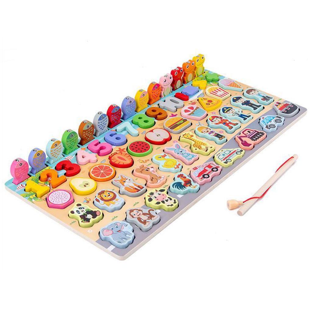 Wooden Puzzles Toddler Toys Educational Bright Color Number Shape Puzzles Board Learning Toys Fruit