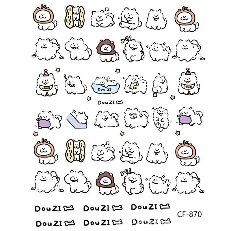 Новое поступление: Милые 3D Мультяшные Белые Щенки Наклейки для Маникюра