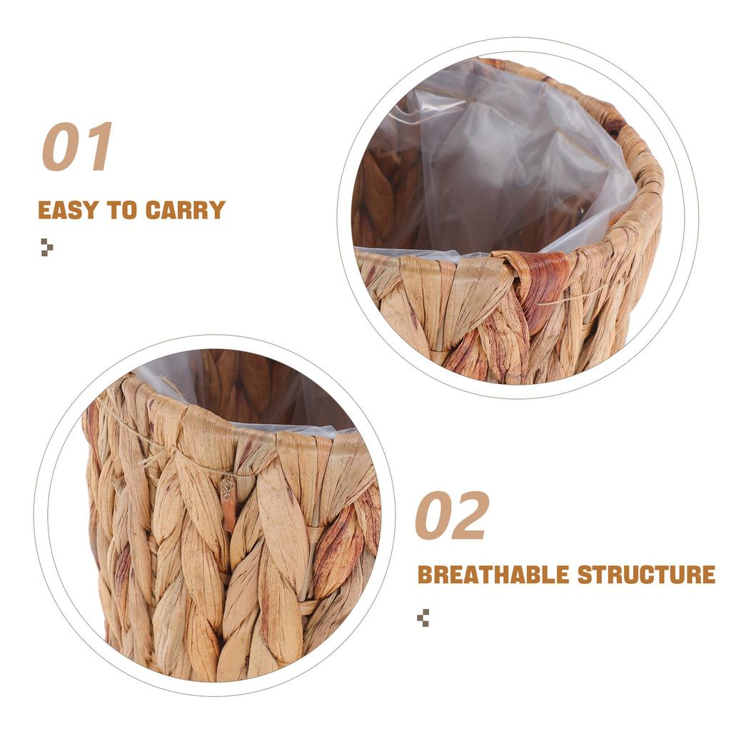 Woven Seagrass Storage Basket Decorative Straw Planter Indoor Outdoor Flower Pot Cover Handwoven Lightweight Portable