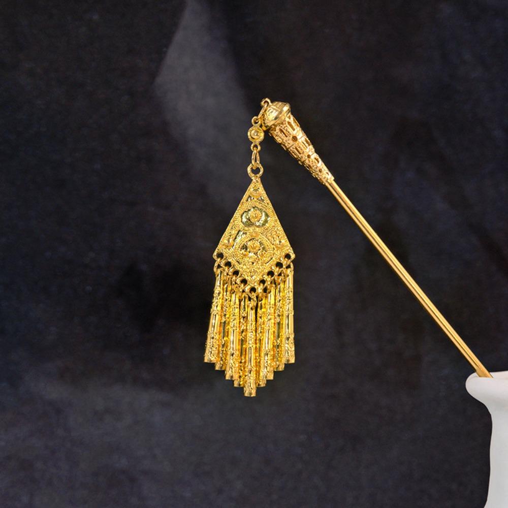 Ethnic Style Golden Tassels Hair Fork Ancient Ethnic Style Hair Sticks  Festival