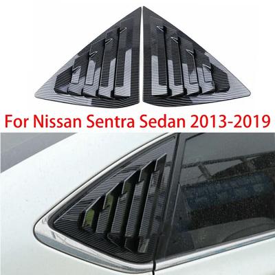 For Nissan Sentra Sedan 2013- Car Rear Louver Window Side Shutter Cover Trim Sticker Vent Scoop ABS Carbon Fiber Black Auto