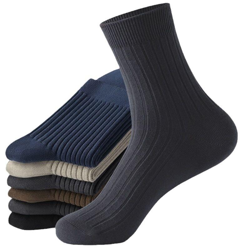 5 Pairs Moisture Wicking Sports Socks With Ribbed Knitted Design Breathable Solid Color Middle Calf Socks For Men Women