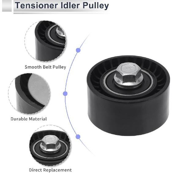 Drive Belt Idler Pulley for Infiniti Q50 2015-2020 Serpentine Tensioner Pulley Idler No.119254JM0A Plastic Black 1 Pcs