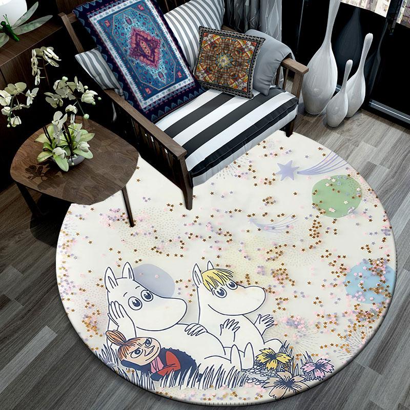 Moomin2,Round Area Rug,Carpet Rug for Living Room Bedroom Sofa Playroom Decor,Non-slip Floor Mat
