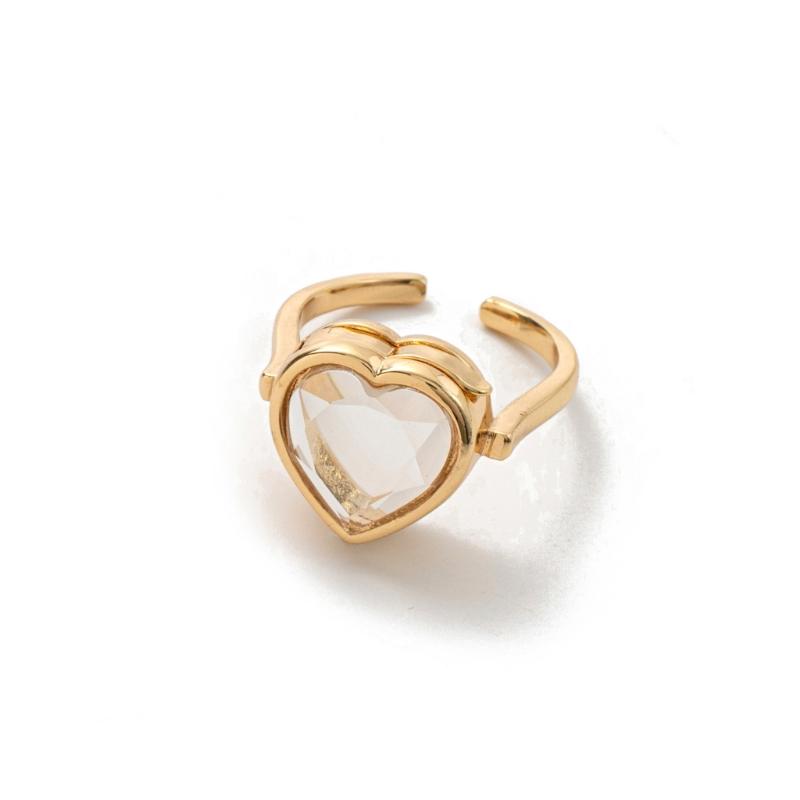 Gold Color Trendy Openable Ring for Women Adjustable Opening Wedding Band Heart/Round Shape Customizable Accessory