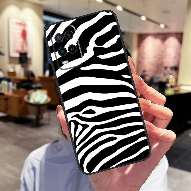 Zebra Skin Print Case For Oppo A94 A74 A54 A18 A38 A58 A78 A98 A40 A60 A80 A16 A76 A96 A15 A17 A77 A57S Cover