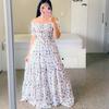Women's Dress One-word Shoulder Floral Off-the-shoulder Long Printed Fairy Skirt