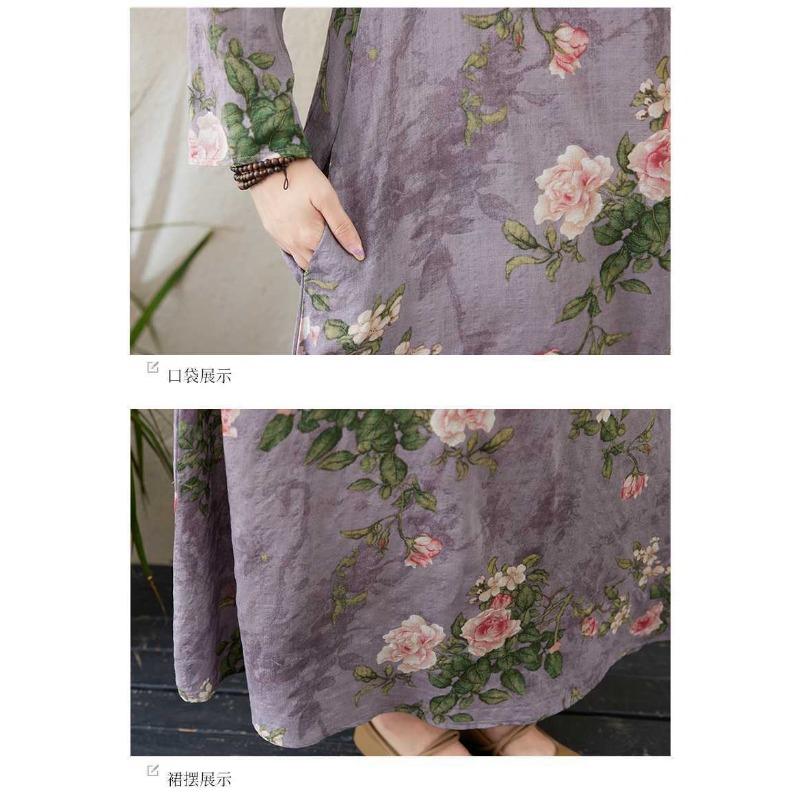 2025 Round Neck Minimalist Long Sleeve Extra Long Dress Resort Style