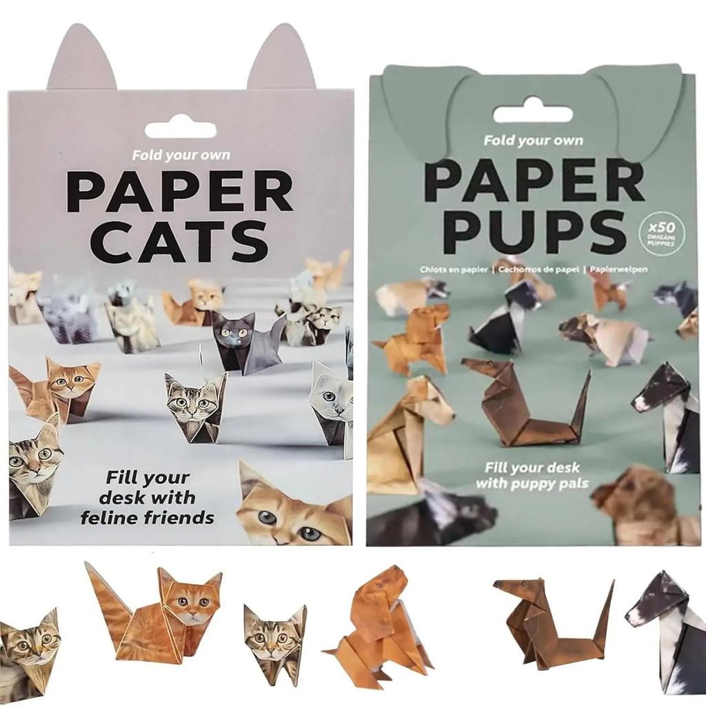 50 Sheets Creative Origami Paper  Animal Folding Set Cats&Dogs Fun Handmade Art Craft Folding Paper 3D Desk Decor Toy Gift