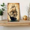 Vintage Nautical Metal Wall Art, Old Sailing Ship Pirate Decor, Home Wall Decor