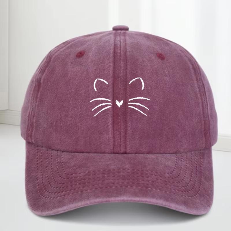 Cat Baseball Cap for Unisex & Women Lightweight Sun Protection Hat with Curved Brim Casual Outdoor Hat in Black