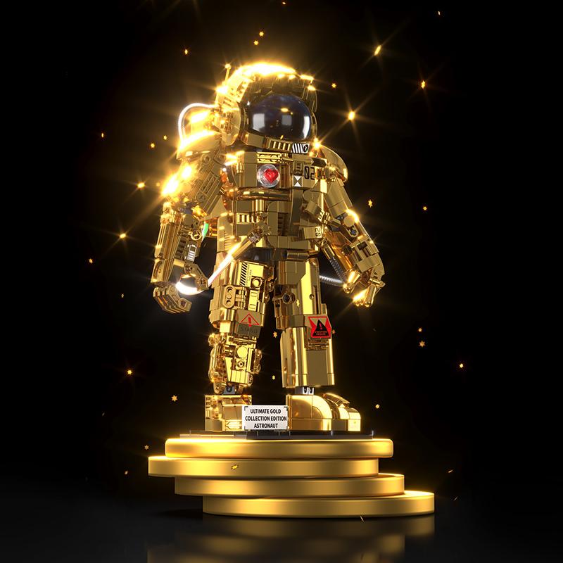 Technical City Space Astronaut Figures Model Building Blocks Exploring Gold Collection Edition Spaceman  Bricks Toys Kid Gift