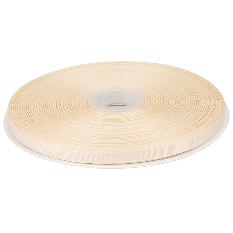 

[Tekdeere]Width 9mm solid ivory grosgrain ribbon, perfect for gift wrapping, sewing, hair accessories, wedding decorations - 91m/roll