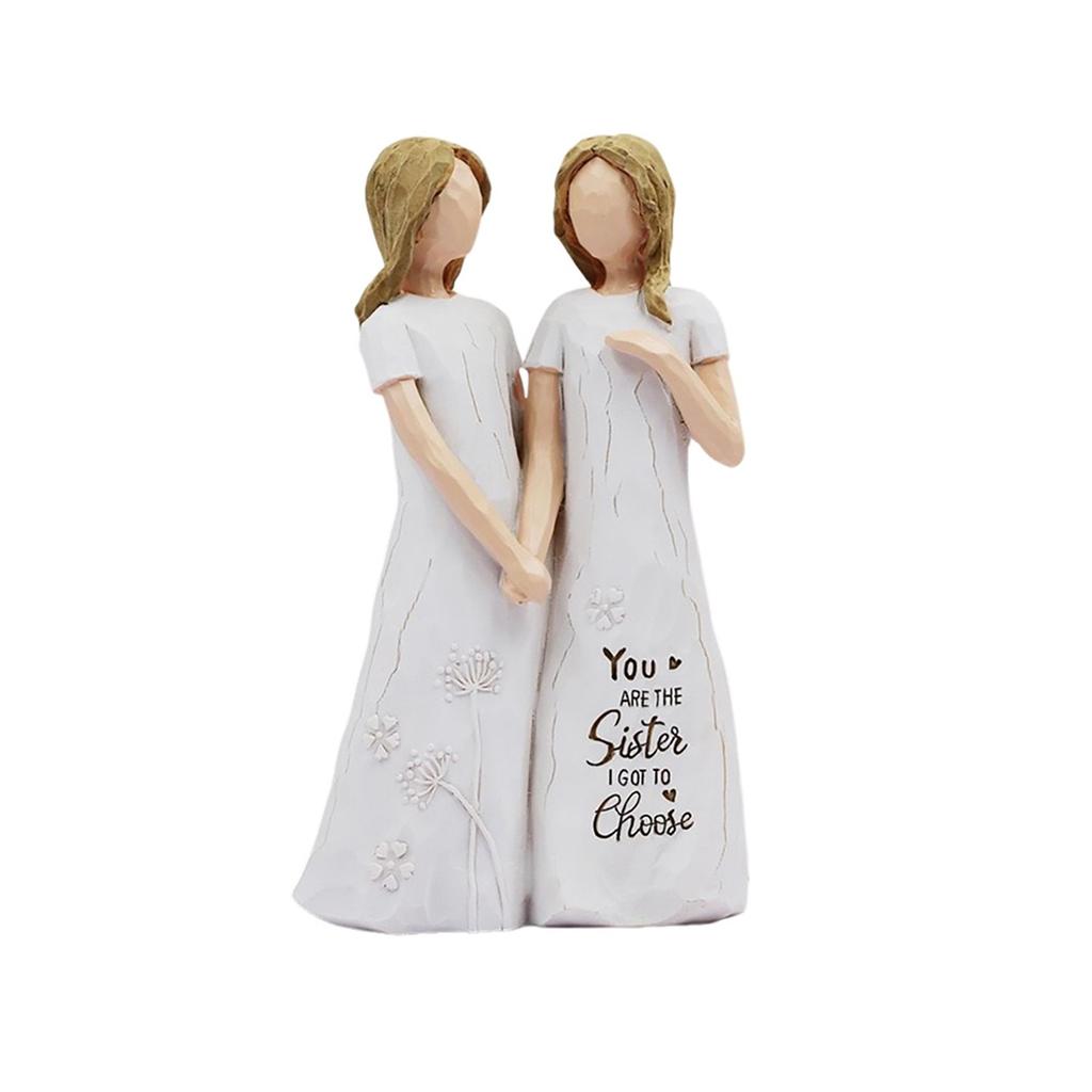 Hand In Hand Girl Sister Statue, Friendship Statue Sister Friendship Souvenir, Home Table Decoration