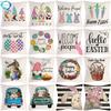 Happy Easter Cushion Cover Bunny Eggs Printed Pillow Cover Easter Rabbit Printed Pillowcase Home Decorative Throw Pillow Case