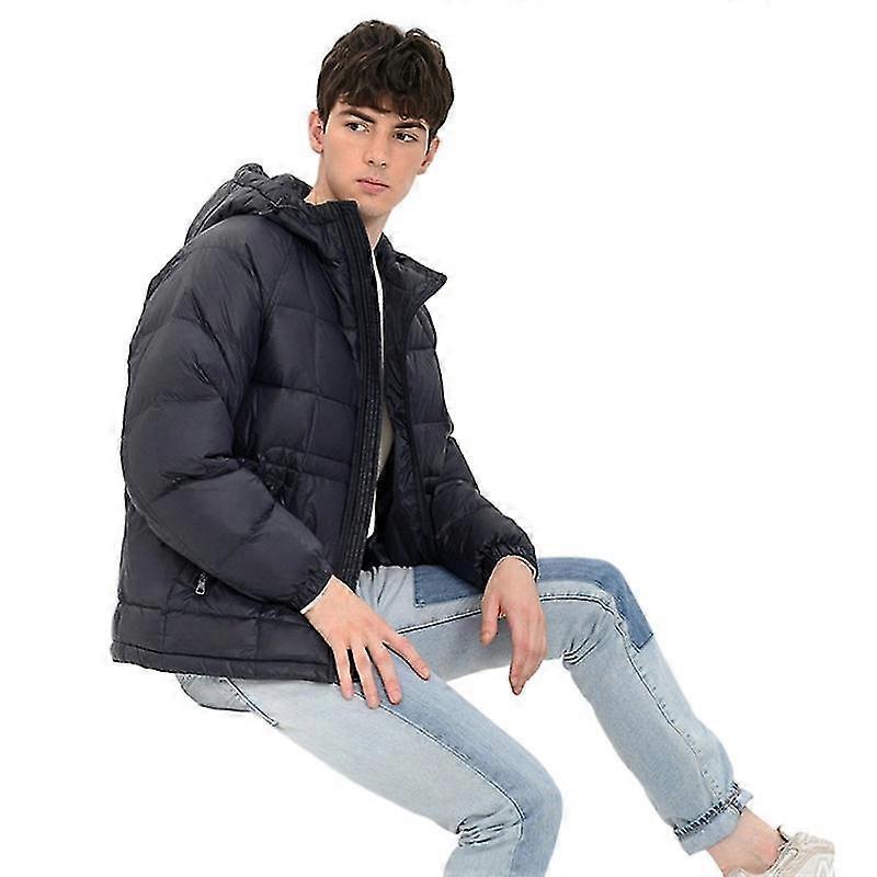 Men's Down Jacket Hooded Down Puffer Jacket Lightweight Insulated Down Jacket