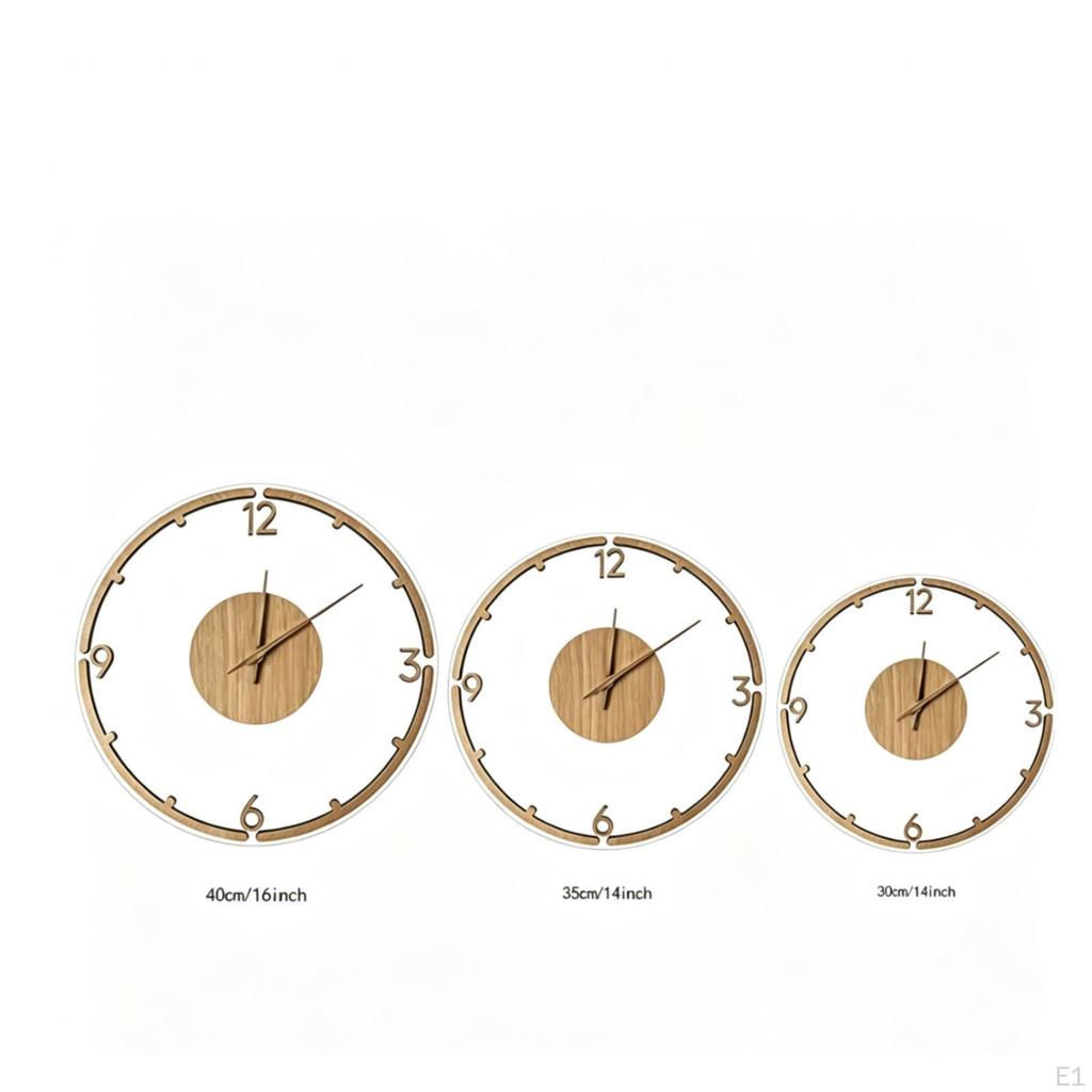 Wooden Wall Clock NonTicking Minimalist Silent for Homeowners, Decorators, Living Room,