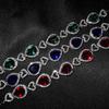 Luxury Micro Diamond Heart Of The Ocean Necklace Imitation Emerald Tanzanite Ruby Bracelet