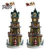 Christmas Atmosphere Enhancers 2Pcs Train Music Box with Rotating Light, Snow Village Carousel Winter Wonderland Party Favors Ornament, Battery/USB