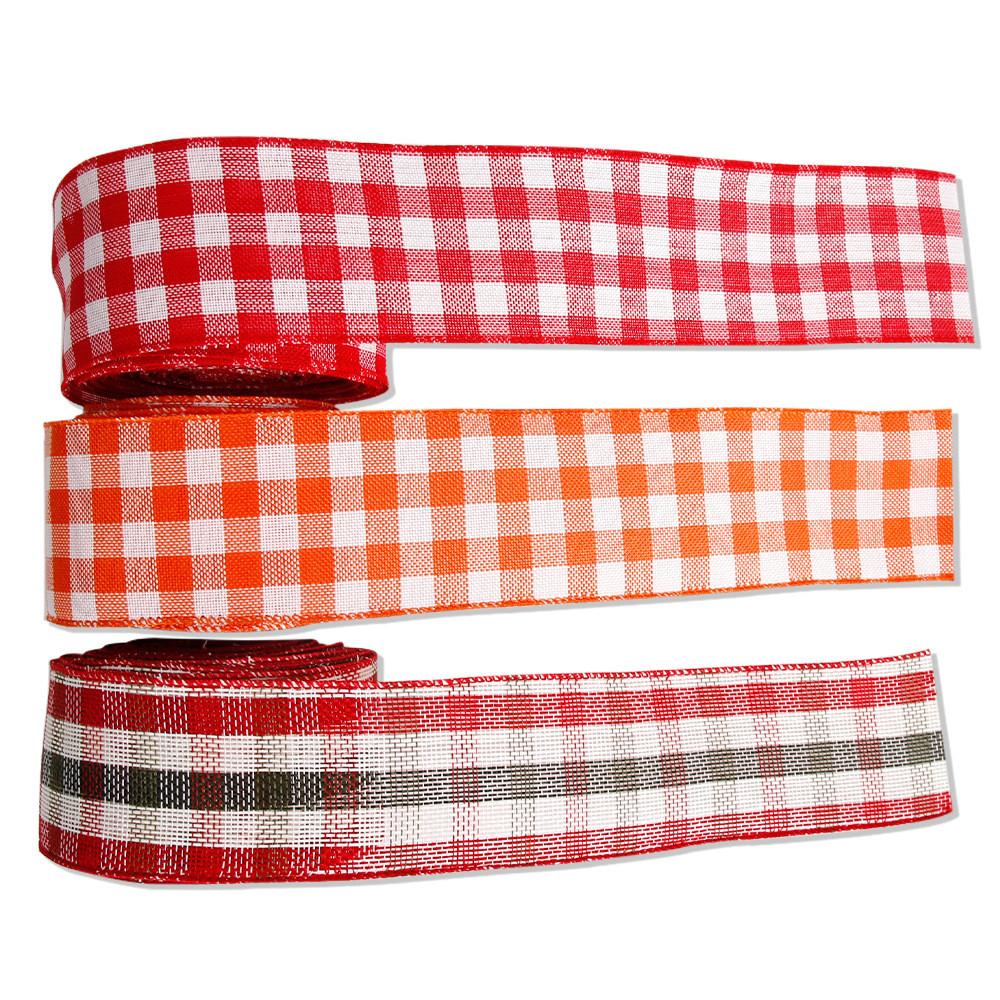 Colorful Checkered 65cm Polyester Ribbon For Holiday Gifts And Home Decor