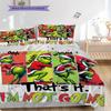 1 Stück Grinch-Muster Bettwäsche Steppdecke Set Bettbezug Kissenbezug Heimdekoration Geburtstagsgeschenk (1 Bettbezug + 2 Kissenbezüge, ohne Füllung)