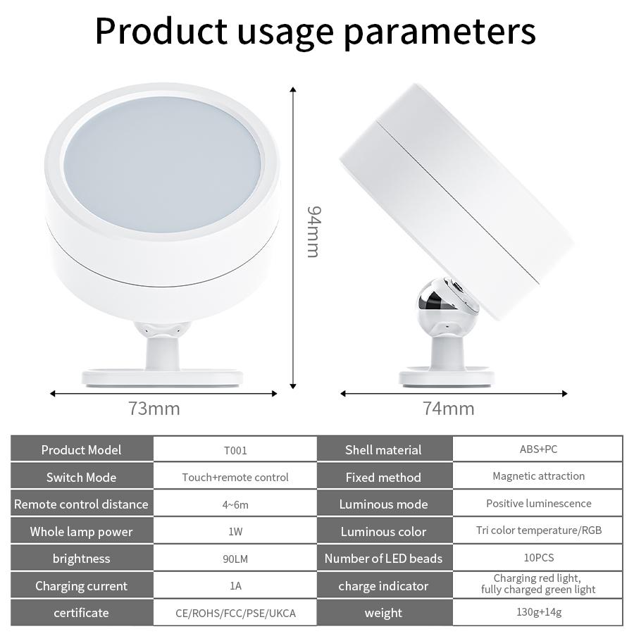 LED Magnetic Wall Sconce Light with Remote Control Dimmable Rechargeable Lamp 360° Rotation Cordless Wall Mount Lamp for Bedroom