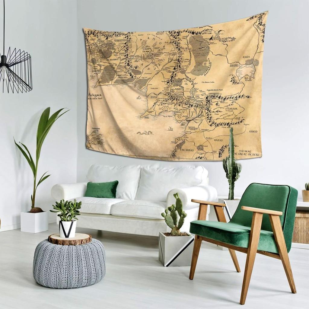 Middle Retro Earth Map Tapestry Wall Hanging Decorative Wall Tapestries Wall Art Decoration Tapestries Home Decor For Dormitory