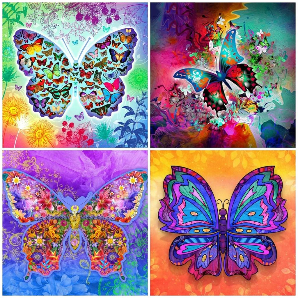 DPHERO 5D Beauté Diamond Painting Kits, DIY Broderie Lune Art Du Diamant Painting Kit Complet, Papillon Kits De Peinture Sur Diamant Point De Croix Painting Pour Adultes Débutants 30x40cm