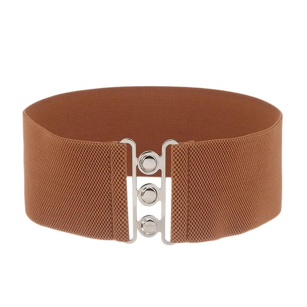 2026 New Women Fashion Wide Elastic Belt Metal Buckle Cinch Waistband Ladies Dress Waist Band Cummerbands Casual Stretch Belt