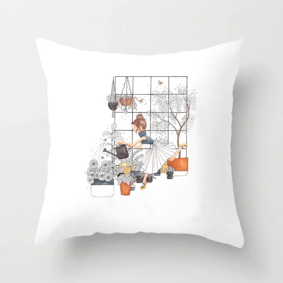 Plant Pattern Pillowcase Office Living Room Car Ornaments Home Pillowcase