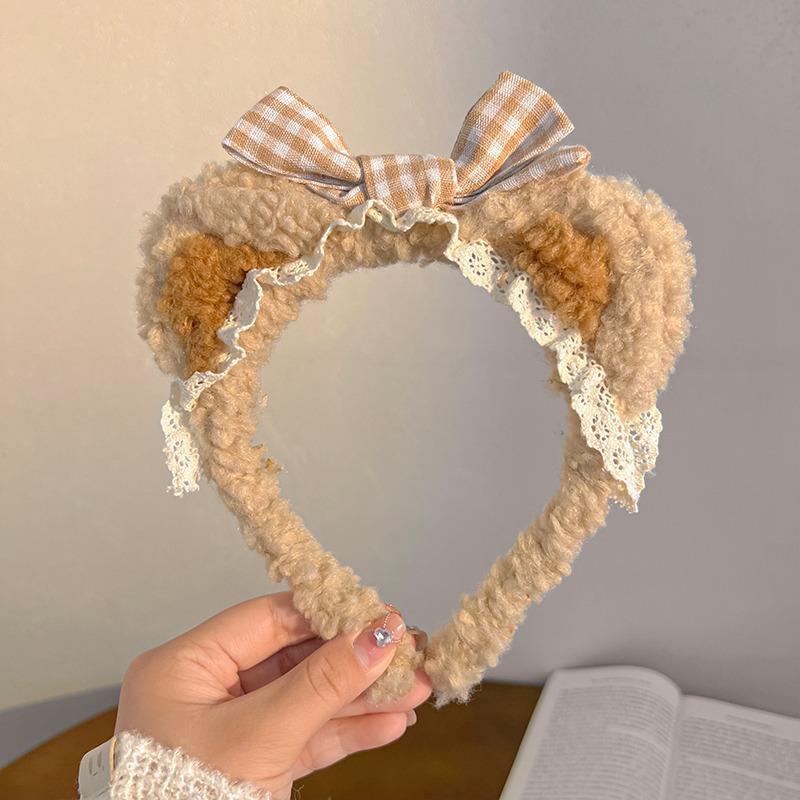 

Очаровательный ободок с медвежьими ушками и заколками-бантиками - плюшевый аксессуар для волос в стиле Лолита для женщин