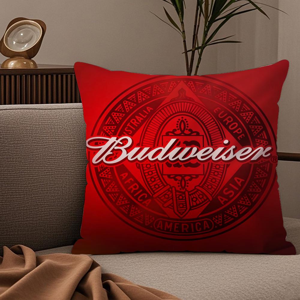 Federa per Cuscino Classica Birra Budweiser Tessuto Peluche Morbido Stampata Double-Sided Divano Caldo Inverno Casa Regalo Bambino Federa