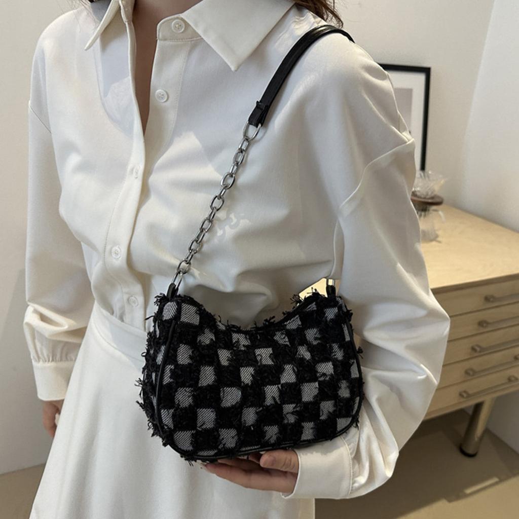 Women's Denim Tassel Casual Underarm Bag Shoulder Bag