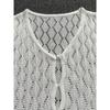 New European American Style Hollow Out Knit Beach Cover Up Sexy Long Sleeve Mini Dress Vacation Wear