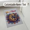 Leopard Print Theme Soft Crystal Velvet Rug Custom Name & Text Print Non Slip Floor Rug for Bedroom Living Room