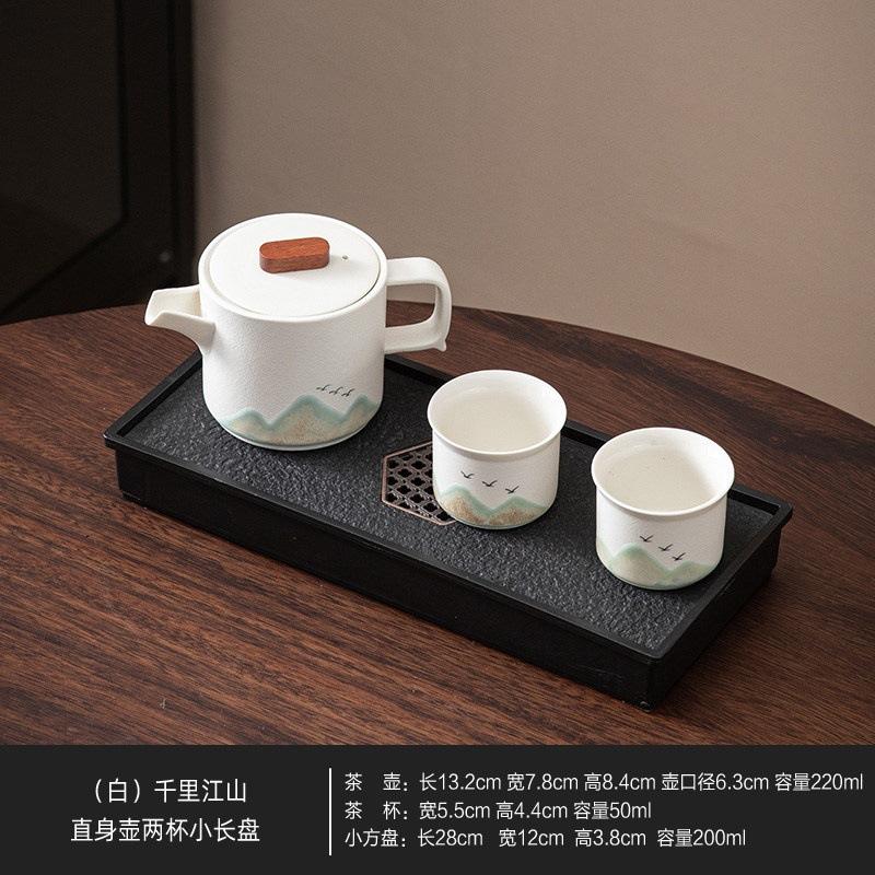 National trend portable landscape travel kung fu tea set tea tray teapot 24 teacup ceramic set camping