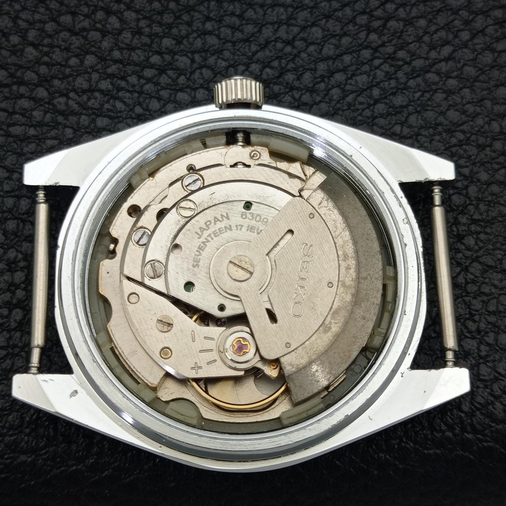 REFURBISHED JAPAN SEIKO 5 6309A AUTOMATIC MENS BLACK COLOR DIAL WATCH A440303-4 Sk-a440303