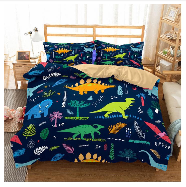 

3D Print Jurassic Period Quilt Cover Set,Cartoon Forest Animal Comforter Cover pillowcase,Soft Microfiber Bedding Sets,Kids Teen EU single(135x200cm)
