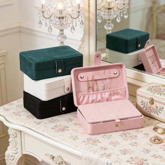 Plush Velvet Jewelry Box Small Travel Jewelry Case Organizer Portable Mini Display Storage Box for Rings Earrings Necklaces