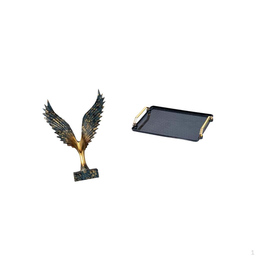 Elegant Resin Winged Sculpture Tray Organizer for Homes Hotels Serving Pastries Snacks Coffee Tea
