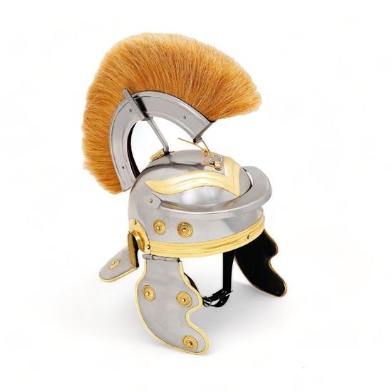 

Стальной шлем римского легионера ручной работы с красным и коричневым пером, лучший для подарка и декора. Средневековый шлем. коричневый