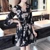 Trendiges Sommer 2019 Blumenmuster Schlankmachendes Koreanischer Stil Kleid für Frauen und Studentinnen