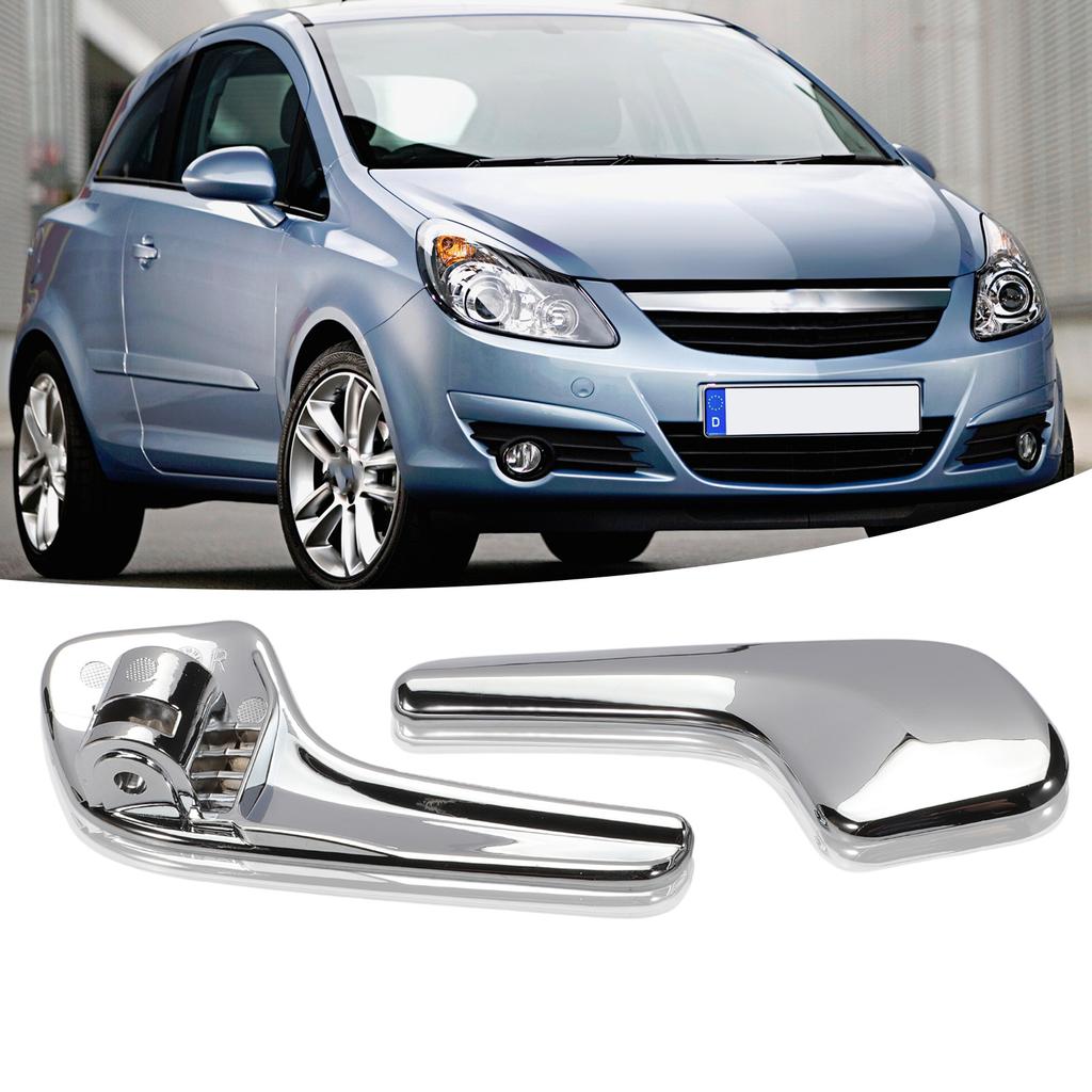 1 Pair Aluminum Plated Plastic Stainless Interior Door Handle 13297813 13297179 136041 for Opel Corsa D 2006-2014