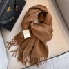 Womens White Wool Scarf Winter Warm Tassel Narrow Couple Style Student Fashion