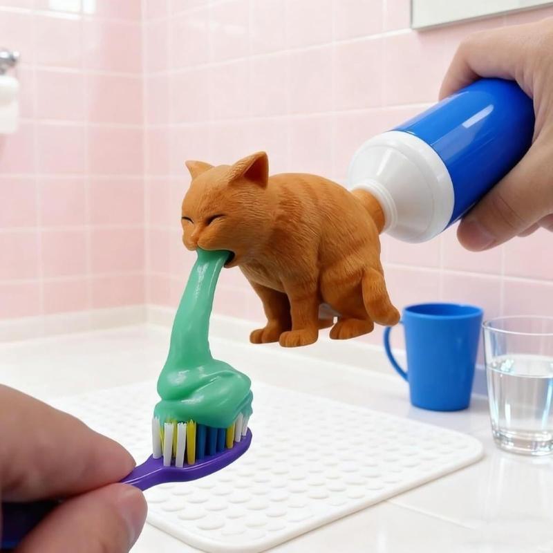 Vomiting 3D Printed Kitten Toothpaste Dispenser Creative Cap For Family Bathroom Use