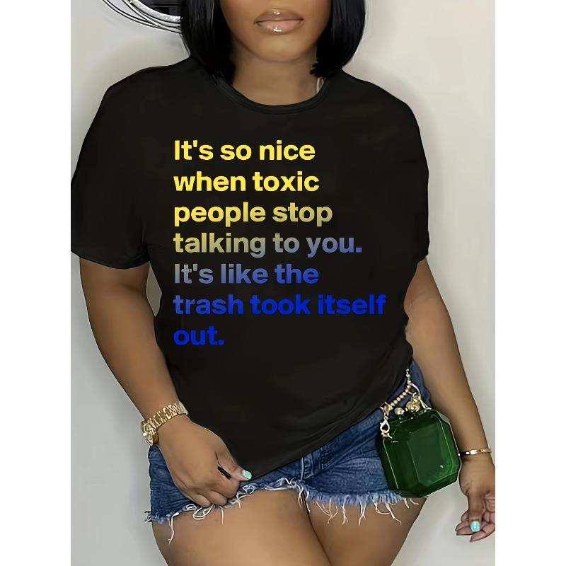 

Женская футболка большого размера с принтом It s So Nice , с круглым вырезом, короткий рукав, повседневная, весенне-летняя XL чёрный