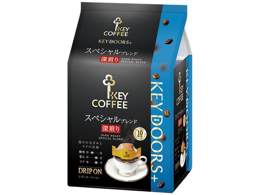 Key Coffee KEY DOORS+ Drip On Special Blend Dark Roast 10 bags (10 servings), Drip Coffee, Regular Coffee