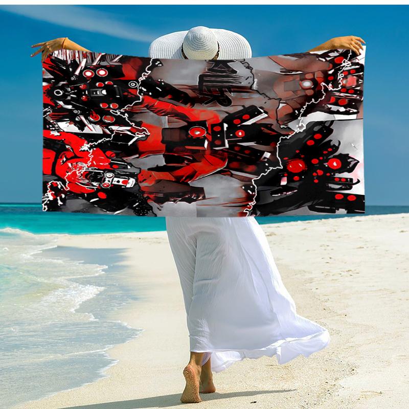 1pc Skibidi Toilet Multiverse1 Beach Towel, Comfortable and Thick, and Swimming/Bath/Picnic/Camping Towel, Suitable for Seaside Beaches