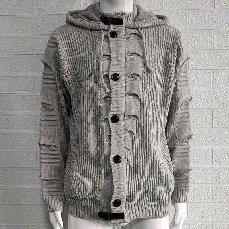 2025 Winter Sweater Cardigan Men's Hooded Knitted Cardigan Jacket