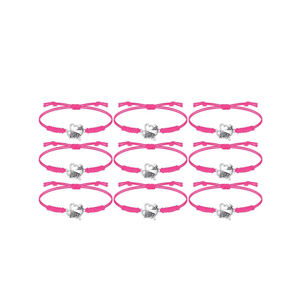 Horn team bracelet set hand woven wax rope love cheer pendant adjustable cheerleader set bracelet